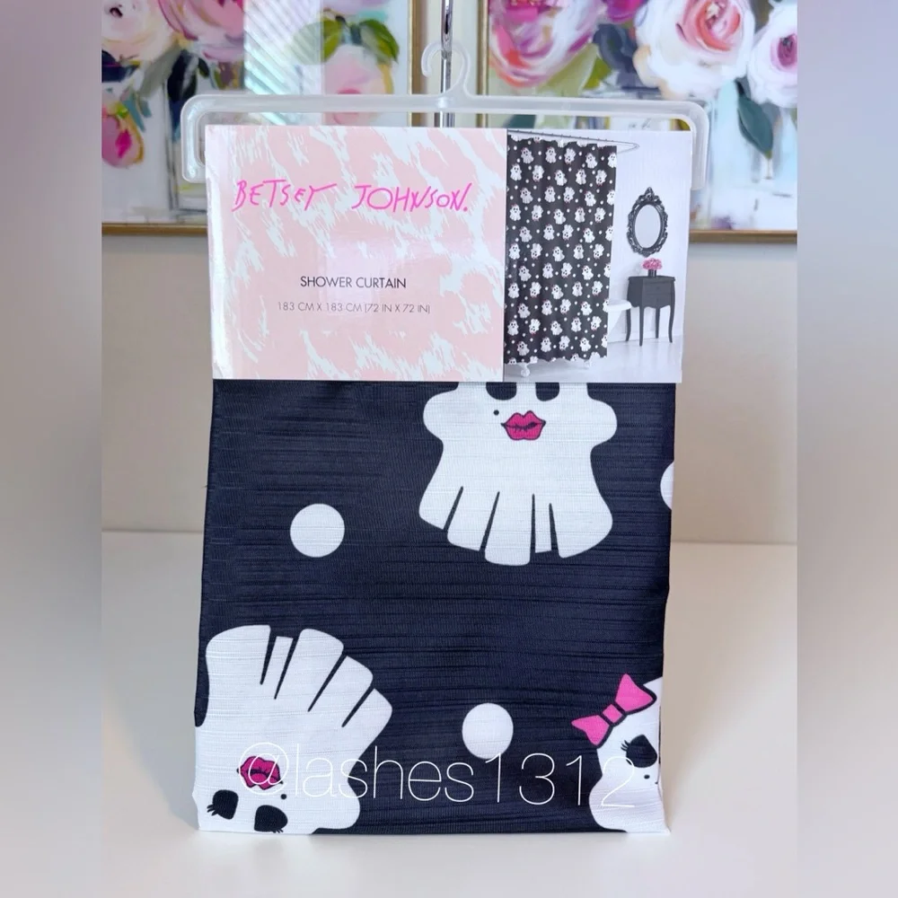 Betsey Johnson Black and White Ghost Shower Curtain